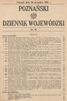 Poznański Dziennik Wojewódzki. 1931, nr 40