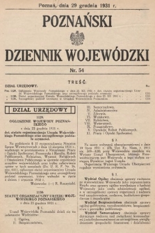Poznański Dziennik Wojewódzki. 1931, nr 54
