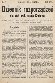 Dziennik Rozporządzeń dla Stoł. Król. Miasta Krakowa. 1880, L. 2