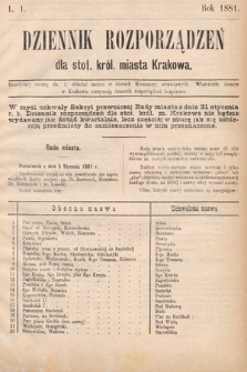 Dziennik Rozporządzeń dla Stoł. Król. Miasta Krakowa. 1881, L. 1