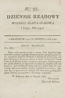 Dziennik Rządowy Wolnego Miasta Krakowa i Jego Okręgu. 1828, nr 25