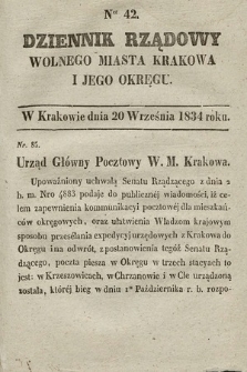 Dziennik Rządowy Wolnego Miasta Krakowa i Jego Okręgu. 1834, nr 42