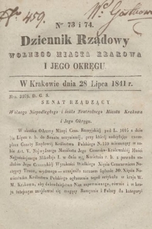 Dziennik Rządowy Wolnego Miasta Krakowa i Jego Okręgu. 1841, nr 73-74