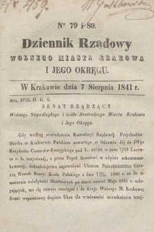 Dziennik Rządowy Wolnego Miasta Krakowa i Jego Okręgu. 1841, nr 79-80