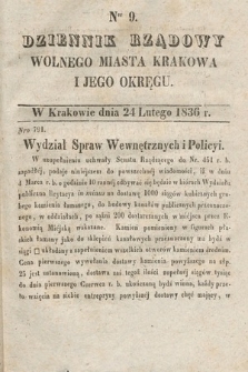 Dziennik Rządowy Wolnego Miasta Krakowa i Jego Okręgu. 1836, nr 9