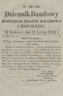 Dziennik Rządowy Wolnego Miasta Krakowa i Jego Okręgu. 1844, nr 25-26