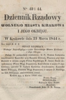 Dziennik Rządowy Wolnego Miasta Krakowa i Jego Okręgu. 1844, nr 43-44