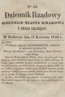 Dziennik Rządowy Wolnego Miasta Krakowa i Jego Okręgu. 1844, nr 59