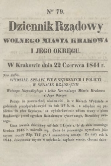 Dziennik Rządowy Wolnego Miasta Krakowa i Jego Okręgu. 1844, nr 79