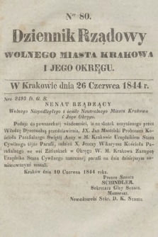 Dziennik Rządowy Wolnego Miasta Krakowa i Jego Okręgu. 1844, nr 80