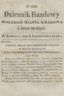 Dziennik Rządowy Wolnego Miasta Krakowa i Jego Okręgu. 1844, nr 120