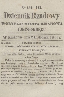 Dziennik Rządowy Wolnego Miasta Krakowa i Jego Okręgu. 1844, nr 131-132