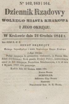 Dziennik Rządowy Wolnego Miasta Krakowa i Jego Okręgu. 1844, nr 162-164