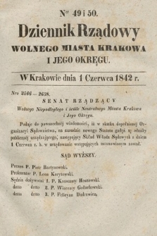 Dziennik Rządowy Wolnego Miasta Krakowa i Jego Okręgu. 1842, nr 49-50