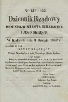 Dziennik Rządowy Wolnego Miasta Krakowa i Jego Okręgu. 1842, nr 131-132