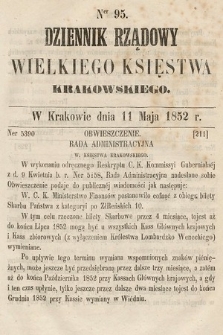 Dziennik Rządowy Wielkiego Księstwa Krakowskiego. 1852, nr 95
