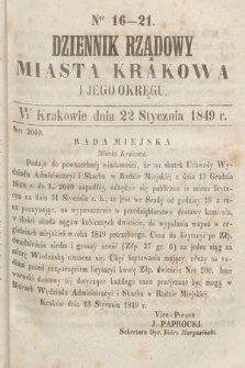 Dziennik Rządowy Miasta Krakowa i Jego Okręgu. 1849, nr 16-21