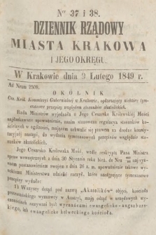 Dziennik Rządowy Miasta Krakowa i Jego Okręgu. 1849, nr 37-38