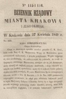 Dziennik Rządowy Miasta Krakowa i Jego Okręgu. 1849, nr 115-116