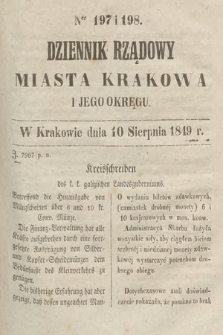 Dziennik Rządowy Miasta Krakowa i Jego Okręgu. 1849, nr 197-198