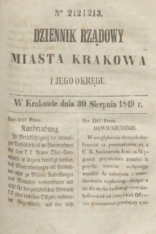 Dziennik Rządowy Miasta Krakowa i Jego Okręgu. 1849, nr 212-213