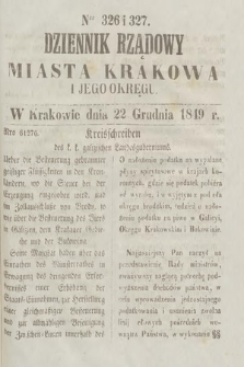 Dziennik Rządowy Miasta Krakowa i Jego Okręgu. 1849, nr 326-327