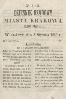 Dziennik Miasta Krakowa i Jego Okręgu. 1850, nr 1-2