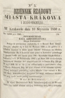 Dziennik Miasta Krakowa i Jego Okręgu. 1850, nr 5