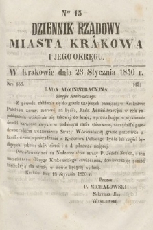 Dziennik Miasta Krakowa i Jego Okręgu. 1850, nr 15