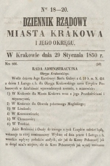 Dziennik Miasta Krakowa i Jego Okręgu. 1850, nr 18-20