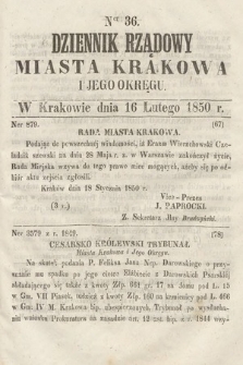 Dziennik Miasta Krakowa i Jego Okręgu. 1850, nr 36