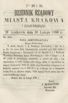 Dziennik Miasta Krakowa i Jego Okręgu. 1850, nr 38-39