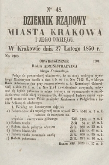 Dziennik Miasta Krakowa i Jego Okręgu. 1850, nr 48