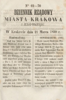 Dziennik Miasta Krakowa i Jego Okręgu. 1850, nr 61-70