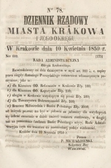 Dziennik Miasta Krakowa i Jego Okręgu. 1850, nr 78