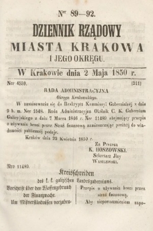 Dziennik Miasta Krakowa i Jego Okręgu. 1850, nr 89-92