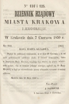 Dziennik Miasta Krakowa i Jego Okręgu. 1850, nr 124-125