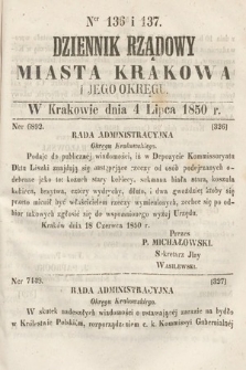 Dziennik Miasta Krakowa i Jego Okręgu. 1850, nr 136-137