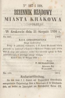 Dziennik Miasta Krakowa i Jego Okręgu. 1850, nr 167-168