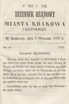 Dziennik Miasta Krakowa i Jego Okręgu. 1850, nr 181-182