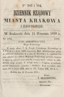 Dziennik Miasta Krakowa i Jego Okręgu. 1850, nr 183-184