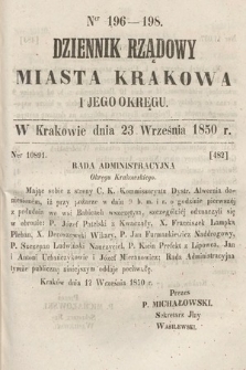 Dziennik Miasta Krakowa i Jego Okręgu. 1850, nr 196-198