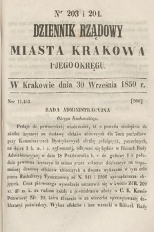 Dziennik Miasta Krakowa i Jego Okręgu. 1850, nr 203-204
