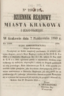 Dziennik Miasta Krakowa i Jego Okręgu. 1850, nr 210-212