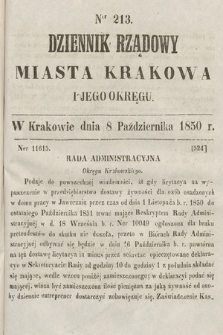 Dziennik Miasta Krakowa i Jego Okręgu. 1850, nr 213