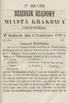 Dziennik Miasta Krakowa i Jego Okręgu. 1850, nr 221-222