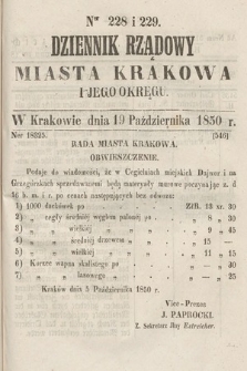 Dziennik Miasta Krakowa i Jego Okręgu. 1850, nr 228-229