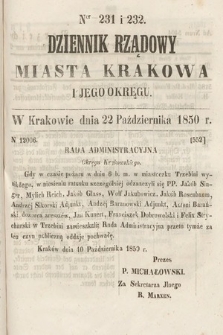 Dziennik Miasta Krakowa i Jego Okręgu. 1850, nr 231-232