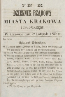 Dziennik Miasta Krakowa i Jego Okręgu. 1850, nr 255-257