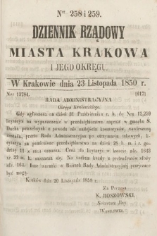 Dziennik Miasta Krakowa i Jego Okręgu. 1850, nr 258-259